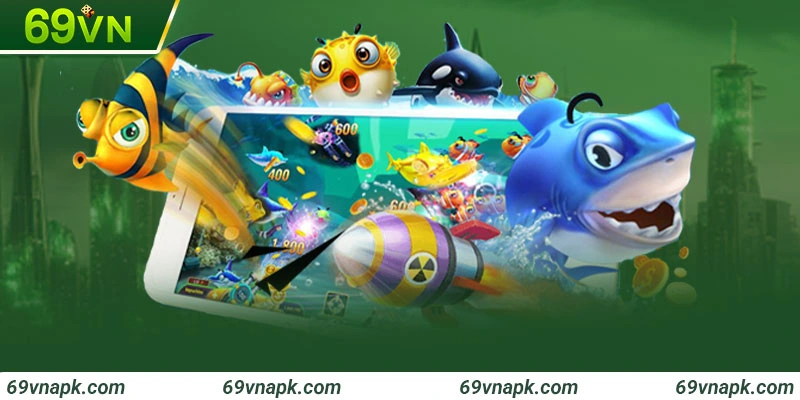 Giao diện game rực rỡ sắc xanh biển, Boss Rùa xuất hiện nổi bật giữa đàn cá 